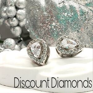 Clear White Radiant Cut Halo Moissanite Stud White Baguette Diamonds 925 Silver